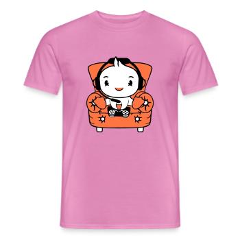 Duck Gamer Gaming Controller Headset Chair Sitting - Men's T-Shirt - pink - Front - AI Model Male 178 dark (178cm)