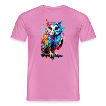 Hibou peint - T-shirt homme - rose - Devant - AI Model Male 178 dark (178cm)