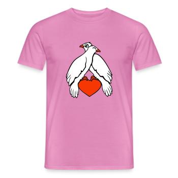 2 colombes coeur oiseaux deux couple assis amoureux - T-shirt homme - rose - Devant - AI Model Male 178 dark (178cm)