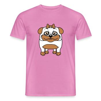 Hund Mops Mädchen Hübsche Schleife Frau Weiblich - Männer T-Shirt - Pink - Vorne - AI Model Male 178 dark (178cm)