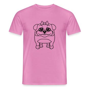Hund Mops Mädchen Hübsche Schleife Frau Weiblich - Männer T-Shirt - Pink - Vorne - AI Model Male 178 dark (178cm)