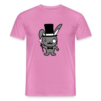 Mr. Bunny Gentleman Chapeau haut de forme Monocle Lunettes - T-shirt homme - rose - Devant - AI Model Male 178 dark (178cm)