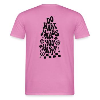 Do What Makes You Happy Retro Spruch - Männer T-Shirt - Pink - Hinten - AI Model Male 178 dark (178cm)