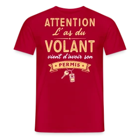 Maquette de T-shirt homme « Cadeau Jeune Conducteur - Humour Permis » à imprimer et personnaliser