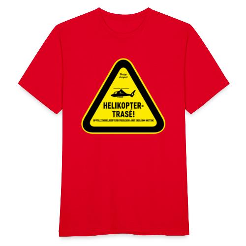 Varseltrekant: Helikoptertrasé m/Stopp støyen-logo - T-skjorte for menn