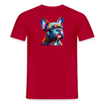 Peinture de Portrait de bouledogue français - T-shirt homme - rouge - Devant - AI Model Male 178 dark (178cm)