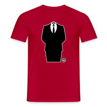 Anon Suit – Déclaration collective d’un hacker anonyme - T-shirt homme - rouge - Devant - AI Model Male 178 dark (178cm)