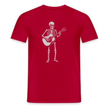 Skeleton Playing the Guitar in Rock Band - Men's T-Shirt - red - Front - AI Model Male 178 dark (178cm)