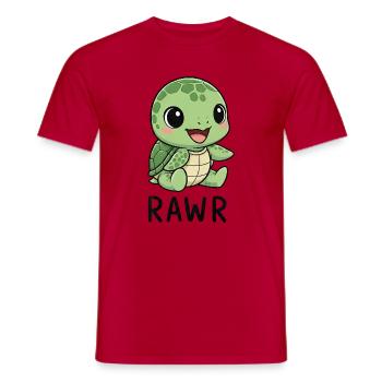 Mignon, dessin animé Tortue Monstre Rawr Drôle - T-shirt homme - rouge - Devant - AI Model Male 178 dark (178cm)