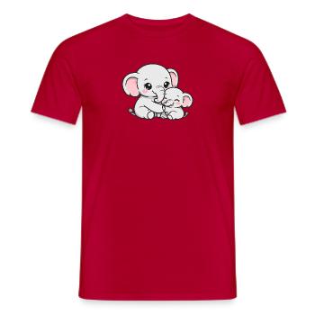 Maman éléphante blottie avec son petit bébé - T-shirt homme - rouge - Devant - AI Model Male 178 dark (178cm)
