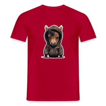 Babypferd mit Hoodie - Männer T-Shirt - Rot - Vorne - AI Model Male 178 dark (178cm)