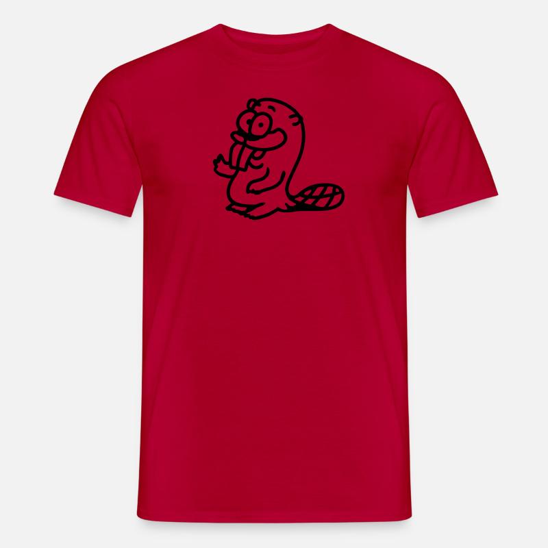 Biber - line - Männer T-Shirt - Rot