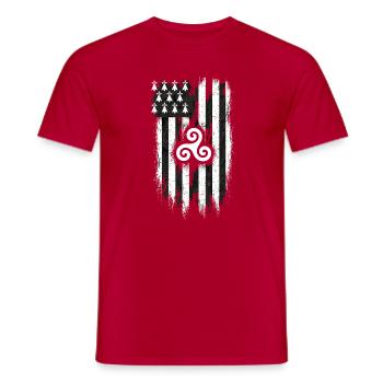 Brittany Breton Flag Gwenn ha Du Grunge - Männer T-Shirt - Rot - Vorne - AI Model Male 178 dark (178cm)