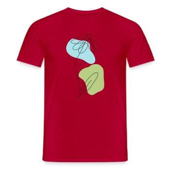 Lineart Daisies with Pastel Shapes - Men's T-Shirt - red - Front - AI Model Male 178 dark (178cm)