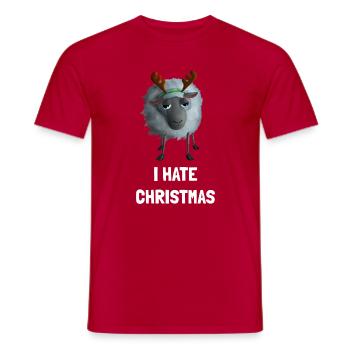 I hate Christmas Schaf - Weihnachtsmuffel Geweih - Männer T-Shirt - Rot - Vorne - AI Model Male 178 dark (178cm)