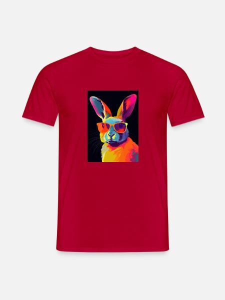 Rabbit with Sunglasses - Männer T-Shirt - Rot