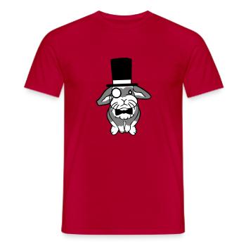 Mr. Bunny Gentleman Chapeau haut de forme Monocle Lunettes - T-shirt homme - rouge - Devant - AI Model Male 178 dark (178cm)