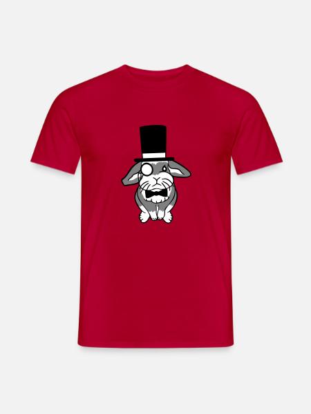 Mr. Bunny Gentleman Hoge Hoed Monocle Bril - Heren T-shirt - rood