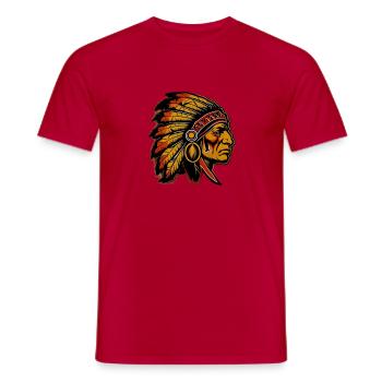 Tête de chef Indien, Sioux, style vintage ⭐⭐⭐ - T-shirt homme - rouge - Devant - AI Model Male 178 dark (178cm)