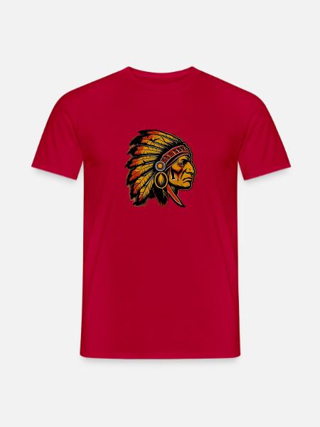 Tête de chef Indien, Sioux, style vintage ⭐⭐⭐ - T-shirt homme - rouge