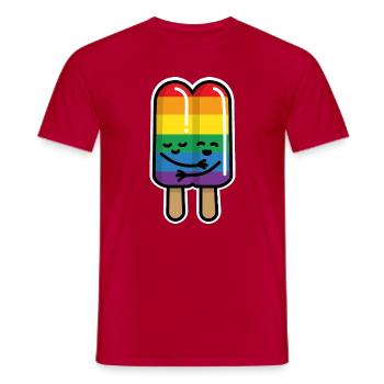 Bande de glaces gays sur le drapeau arc-en-ciel tige LGBT - T-shirt homme - rouge - Devant - AI Model Male 178 dark (178cm)