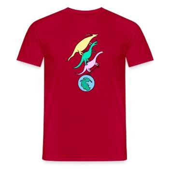 Skater_Dinos - Männer T-Shirt - Rot - Vorne - AI Model Male 178 dark (178cm)