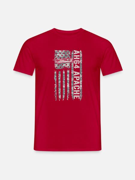 AH-64 Apache helicopter with American flag - Men's T-Shirt - red