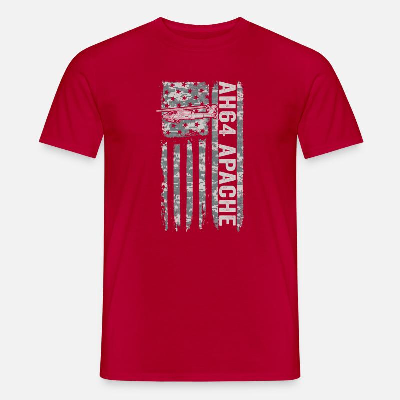 AH-64 Apache Hubschrauber mit amerikanischer Flagg - Männer T-Shirt - Rot