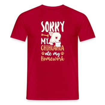 Chihuahua Chihuahueño Désolé Mon - T-shirt homme - rouge - Devant - AI Model Male 178 dark (178cm)