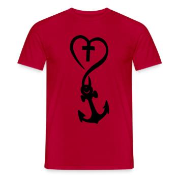 Herz Kreuz Anker - Männer T-Shirt - Rot - Vorne - AI Model Male 178 dark (178cm)
