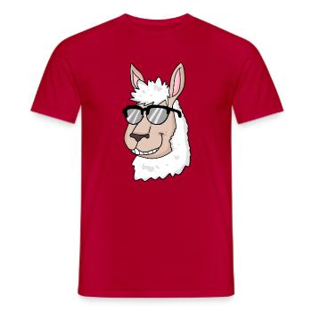 cooles Lama mit Sonnenbrille - Männer T-Shirt - Rot - Vorne - AI Model Male 178 dark (178cm)
