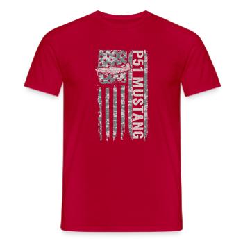 Camouflage militaire P-51 Drapeau américain de la Seconde Guerre mondiale - T-shirt homme - rouge - Devant - AI Model Male 178 dark (178cm)