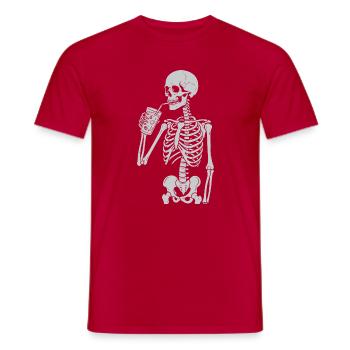 Skelett, das Strohhalm schlürft, Kunst - Männer T-Shirt - Rot - Vorne - AI Model Male 178 dark (178cm)