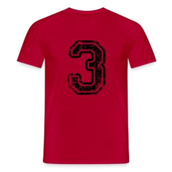 3 - Nummer - Männer T-Shirt - Rot - Vorne - AI Model Male 178 dark (178cm)