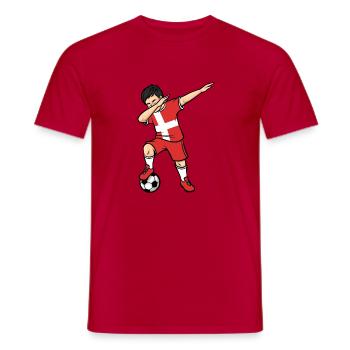 Dabbing Football Player Boys Denmark Football - Men's T-Shirt - red - Front - AI Model Male 178 dark (178cm)
