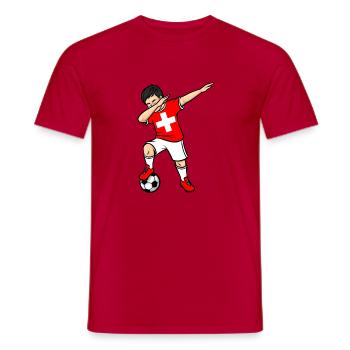 Dabbing Joueur de football Garçons Suisse Football - T-shirt homme - rouge - Devant - AI Model Male 178 dark (178cm)