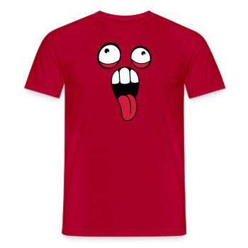 verrueckt gesicht kopf augen zunge mund rausstreck - Männer T-Shirt - Rot - Vorne - AI Model Male 178 dark (178cm)