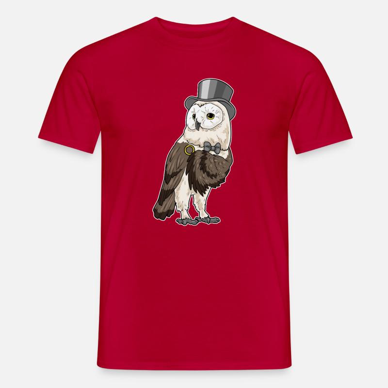 Eule Bräutigam Ehering Hochzeit - Männer T-Shirt - Rot