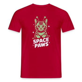 Space Cat Astral Paws - Men's T-Shirt - red - Front - AI Model Male 178 dark (178cm)