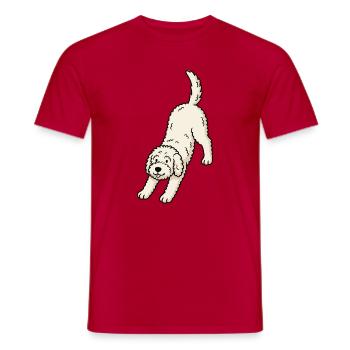Doodle Dog Yoga Pose - Men's T-Shirt - red - Front - AI Model Male 178 dark (178cm)