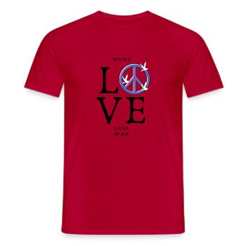 MORE LOVE, LESS WAR - Männer T-Shirt - Rot - Vorne - AI Model Male 178 dark (178cm)