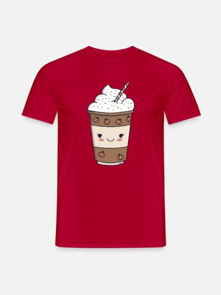 Pumpkin Spice Latte – Kawaii Fall 🍂☕ - Men's T-Shirt - red