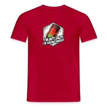 J’économise de l’énergie – diction de comique - T-shirt homme - rouge - Devant - AI Model Male 178 dark (178cm)