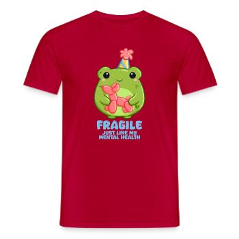 Achtung zerbrechlich Frosch mit Partyhut - Männer T-Shirt - Rot - Vorne - AI Model Male 178 dark (178cm)