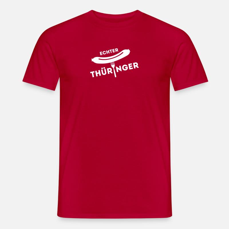 Echter Thüringer - Bratwurst Gabel - Männer T-Shirt - Rot