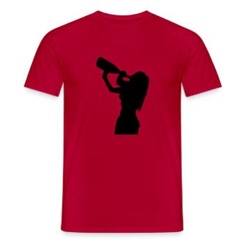 drinking girl bottle - Men's T-Shirt - red - Front - AI Model Male 178 dark (178cm)