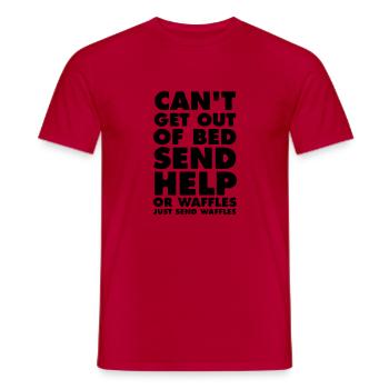 Can't Get out of bed send Help - Men's T-Shirt - red - Front - AI Model Male 178 dark (178cm)