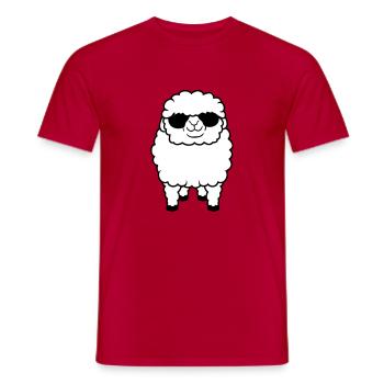 Sheep Sunglasses Party Sheep Lamb Cute Cool - Men's T-Shirt - red - Front - AI Model Male 178 dark (178cm)