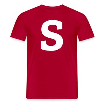 Buchstabe s "s" weiß - Männer T-Shirt - Rot - Vorne - AI Model Male 178 dark (178cm)