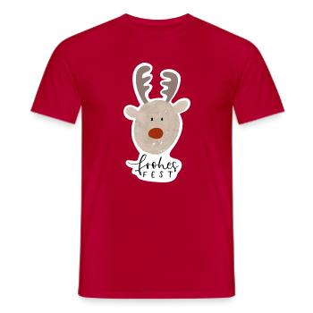 Frohes Fest Rentier Sticker - Männer T-Shirt - Rot - Vorne - AI Model Male 178 dark (178cm)